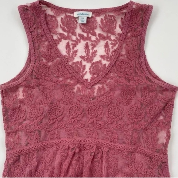 Sundance Kellie Dusty Pink Mauve V-neck Lace Sleeveless Tank (Size: XS) - Picture 3 of 9